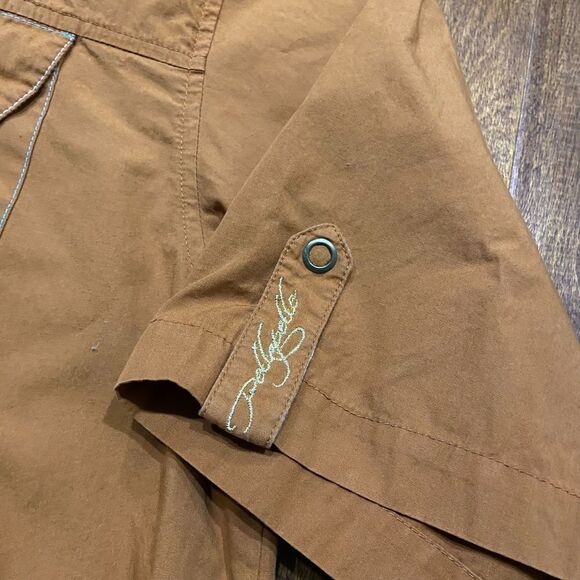 Pelle Pelle Big & Tall Y2K Vintage Rustic Brown Snap Button Polo Shirt 3XL - Picture 4 of 11